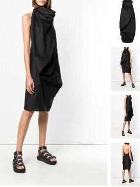 Rick Owens BABEL SS19 Asymmetric Dress RARE Cotton Silk Size 40